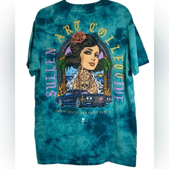 Sullen Art Collective Turquoise Tie Dye Graphic Tee - Picture 2 of 7